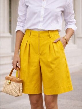 Derek Lam 10 Crosby Bermuda Shorts Mustard Yellow Tailored NWT Size 0